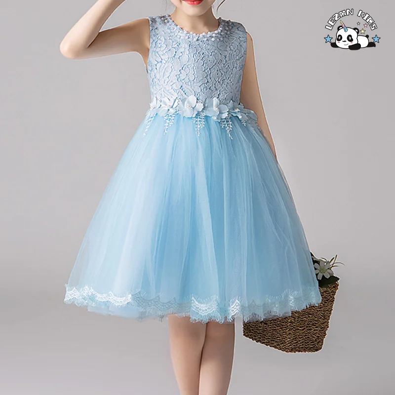 LEZONKIDS - Children's Dress Beaded Fancy Party Flower Dress Frocks Designs Tulle Flower Dresses